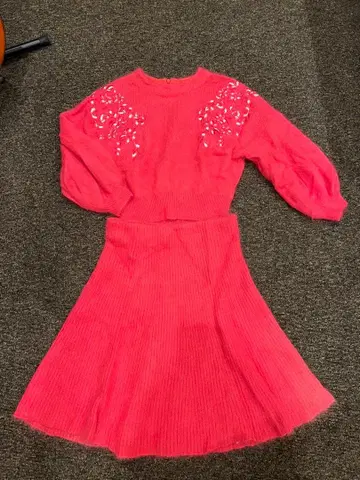 새상품급 SNIDEL 스나이델 니트 셋업 스웨터 스커트 7부 소매