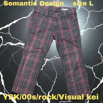 시맨틱 디자인 체크 무늬 펑크 락 갸루 남자 L