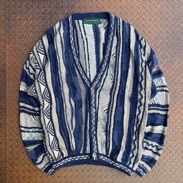 90s TUNDRA 3D 니트 가디건 코튼 COOGI M 사이즈