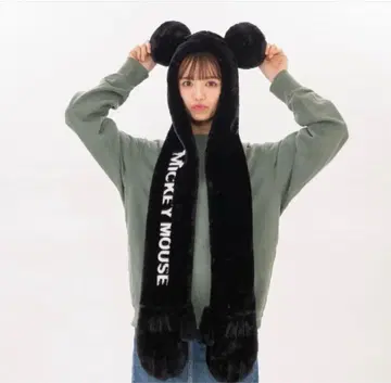 미키마우스 귀 달린 스카프 블랙