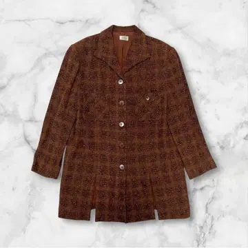 빈티지풍 BARTH 브라운 계열 트위드 롱 자켓 L 상당