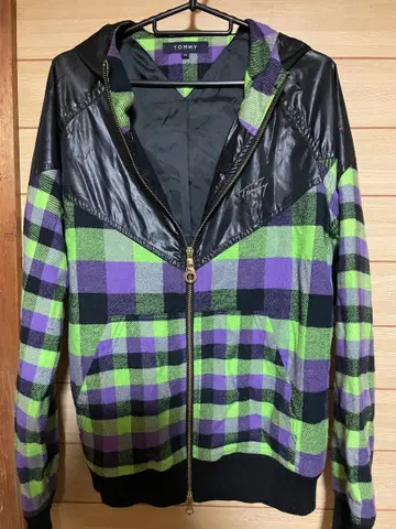 TOMMY 플리스 체크 무늬 점퍼