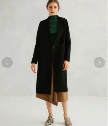 UNITED TOKYO 블랙 노카라 코트