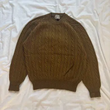 00's vintage 케이블 짜임 니트 카멜 M 사이즈 노코어
