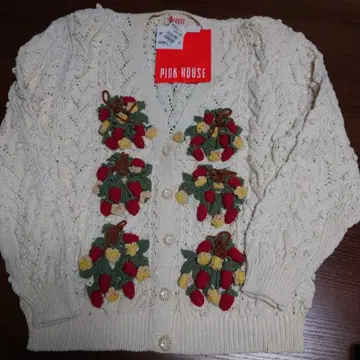 PINK HOUSE 이치고 모티브 가디건 크림색 미사용품 레어