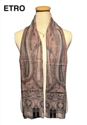 에트로 스톨 퍼플 계열 멀티 컬러 페이즐리 무늬 울 실크 배송비 포함