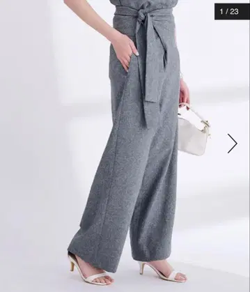 린넨 라이크 하이웨스트 랩 와이드 팬츠 유어스 S