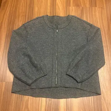 NUS 노카라 자켓 울 혼방 그레이