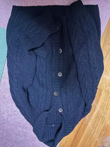 네이비 케이블 니트 가디건 MUJI
