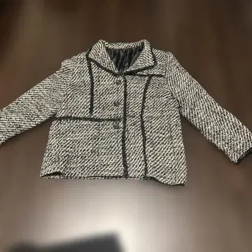 헤링본 트위드 자켓 블랙 화이트 L