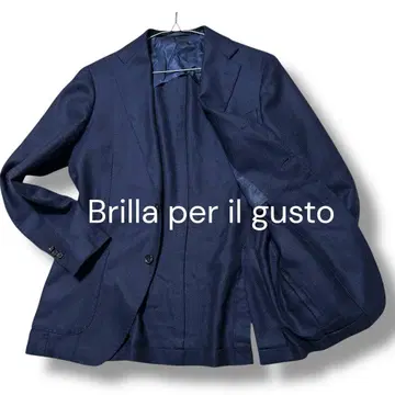 브리라펠 일구스토 울 테일러드 자켓 실크 혼방 네이비