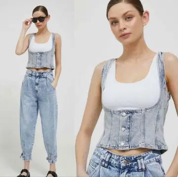 캘빈클라인 진스 데님 코르셋 베스트 사이즈 S