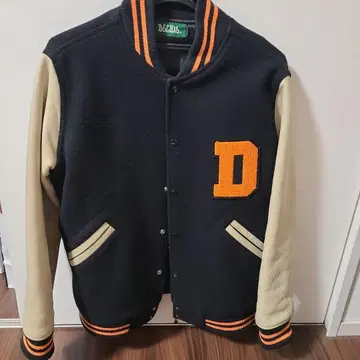 DELUXE 바시티 자켓 M 블랙/오렌지