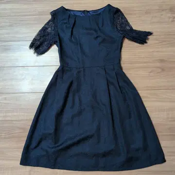 블랙 레이스 소매 A라인 드레스