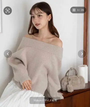 Noela 오프숄더 베이지 니트 2WAY