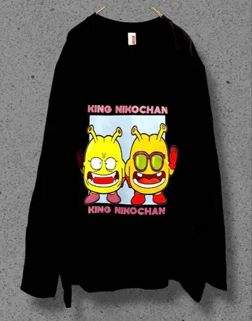 [레어 패턴] 니코짱 대왕 긴팔 티셔츠 티셔츠 3XL 빅 사이즈 블랙