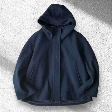 [지유] 코지 멜톤 숏 후디 코트 풀 집업 포켓 있음 XL