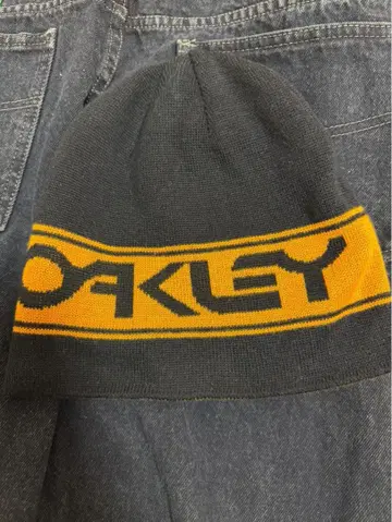 OAKLEY 니트 모자 블랙/오렌지