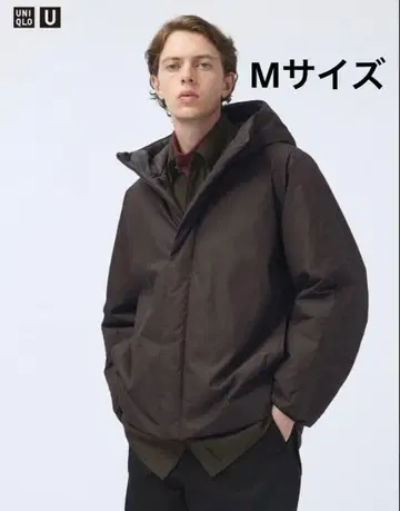 UNIQLO U 퍼프 테크 볼륨 후드티 M 사이즈 다크 브라운
