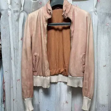 [ 새상품급 ] 조르지오 브라토 천연 가죽 핑크 숏 기장 자켓 42