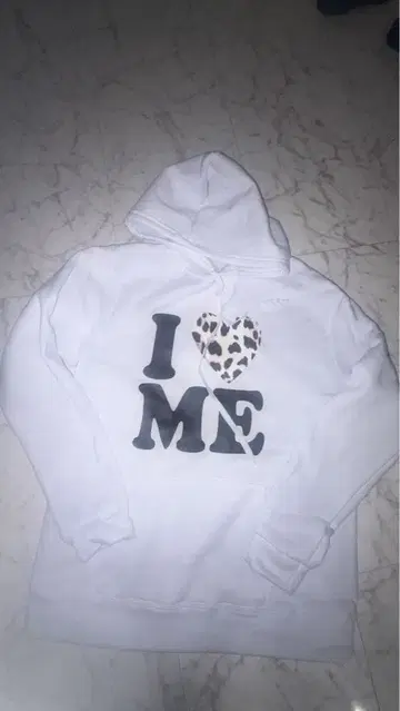 K-스타일, I LOVE ME 후드티 화이트