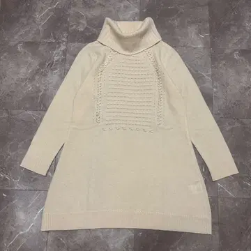 히로코비스 오프 터틀넥 튜닉 롱 스웨터 울 100%