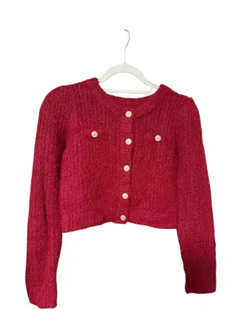 안미르 골드 버튼 니트 가디건 레드 Anmille