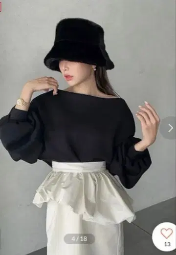 [새상품급] EIMY ISTOIRE 보트넥 맨투맨 상의 블랙