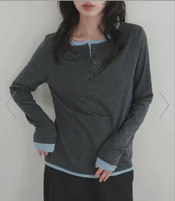 헨리넥 긴팔 T셔츠 그레이 프리 사이즈