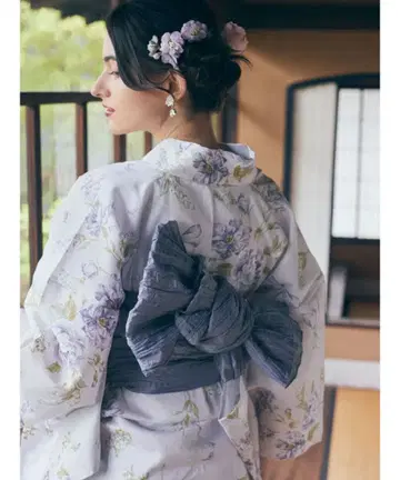 Maison de FLEUR 오리지널 꽃무늬 유카타 오비 세트
