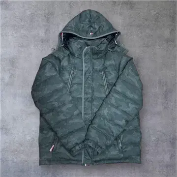 [ BEAMS HEART ] 다운 자켓 카모 패턴 그레이 XL 사이즈