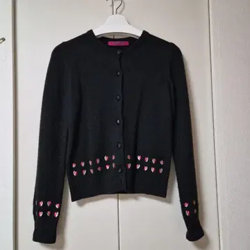 블랙 하트 자수 긴팔 가디건