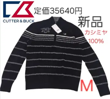 커터앤벅 캐시미어 100% 하프 지퍼 니트 골프 M 블랙