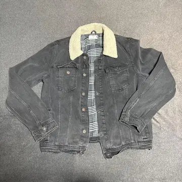 TOPMAN 다크 그레이 무스탕 데님 자켓