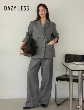 DAZY LESS 그레이 테일러드 자켓 셋업