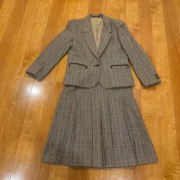 체크 무늬 울 혼방 정장 세트 9호