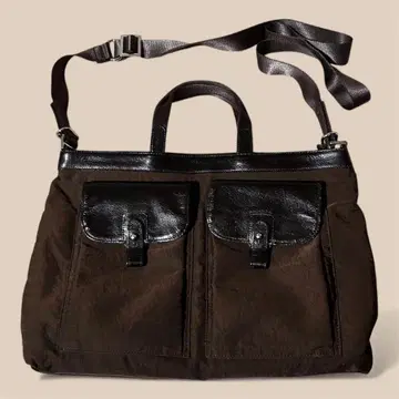 가죽 나일론 다기능 비즈니스 백 다크 브라운