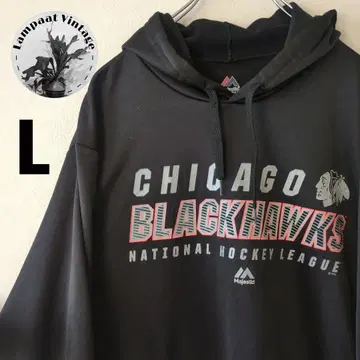 US 구제 의류 스포츠 후드티 트랙 자켓 Majestic 블랙 L