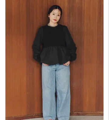 새상품 titivate 도킹 벌룬 페플럼 니트/상의