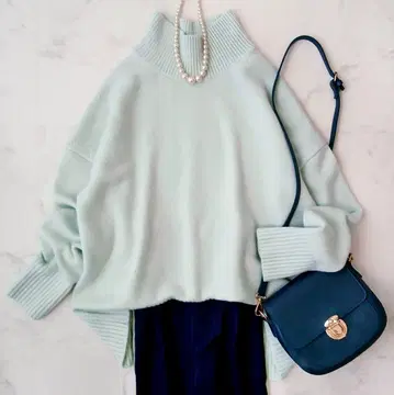 새상품급 23구 울 캐시미어 고급 스탠드넥 니트 풀오버 38