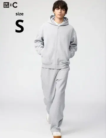 UNIQLO C 맨투맨 와이드 팬츠 그레이 긴 길이 S