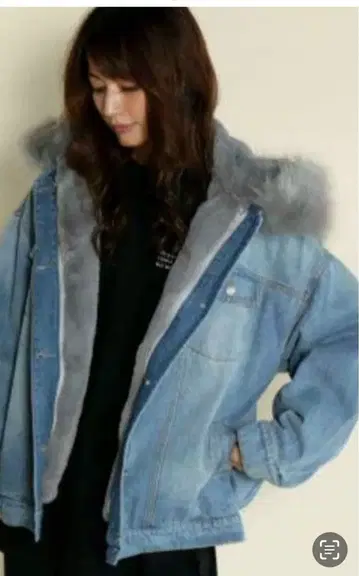 스콧 클럽 데님 자켓 후드 부착 퍼