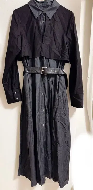 블랙 긴팔 셔츠 원피스 벨트 포함