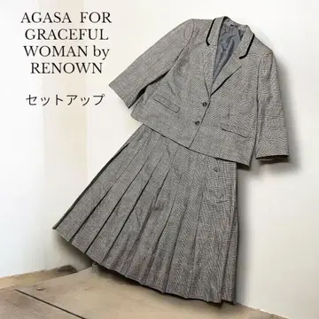 [ AGASA ] 셋업 울 100% 체크 무늬