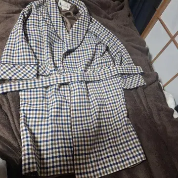 Aquascutum 아쿠아 스큐텀 클럽 체크 가운 코트 모 100%