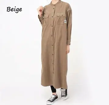 코듀로이 베이지 롱 원피스