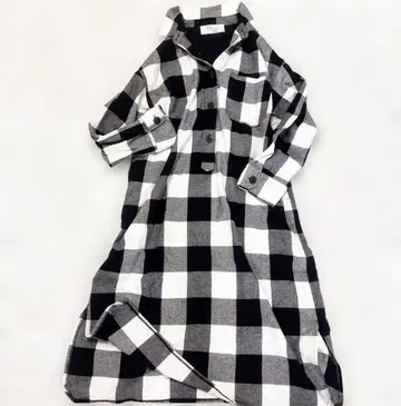 젤라또피케 조엘로브셴 콜라보 체크 플란넬 셔츠 원피스