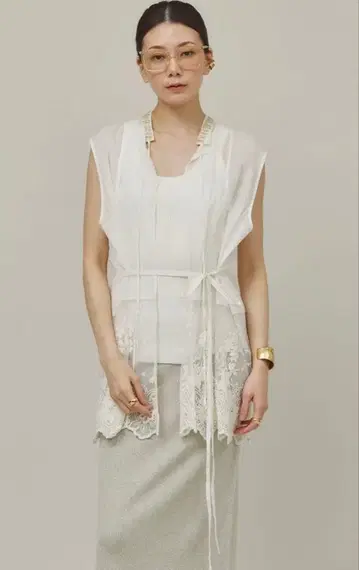 캘런솔로지 오간 비쥬 블라우스