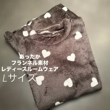 새상품 하트 무늬 따뜻한 플란넬 여성용 룸웨어 브라운 L