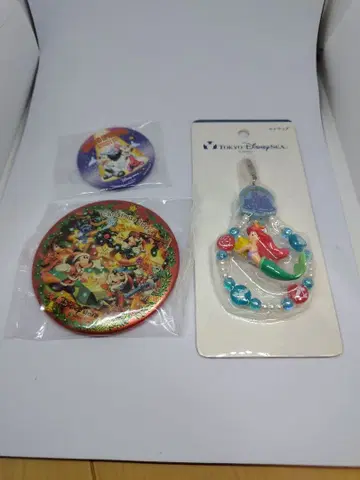 인어공주 스트랩, 미키 캔 배지 2종